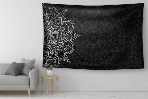 Black Half Lotus Mandala